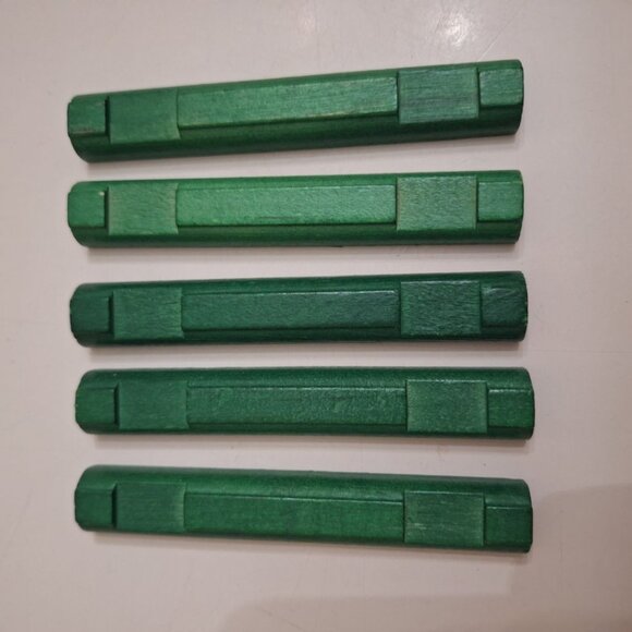 Lincoln Logs Wooden Flat Green Replacement Piece 2 Notch 4.5 Inch Short Set of 5 - Picture 6 of 6